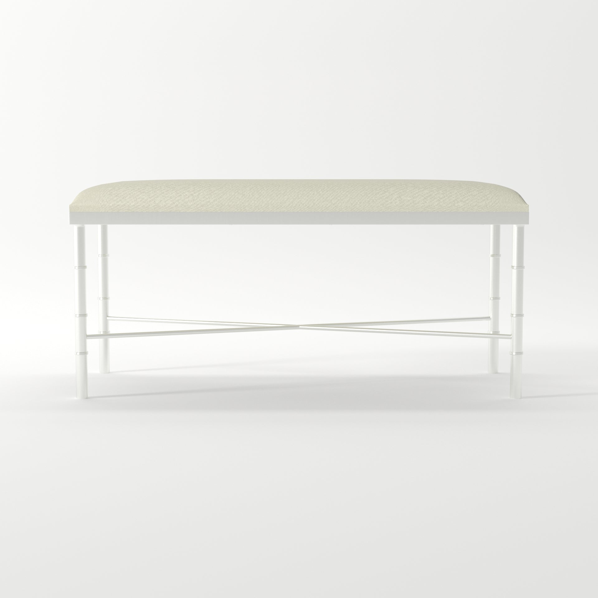 Bamboo White Velvet Cowhide Ottoman - ipse ipsa ipsum