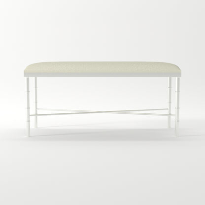 Bamboo White Velvet Cowhide Ottoman - ipse ipsa ipsum