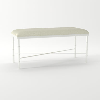 Bamboo White Velvet Cowhide Ottoman - ipse ipsa ipsum