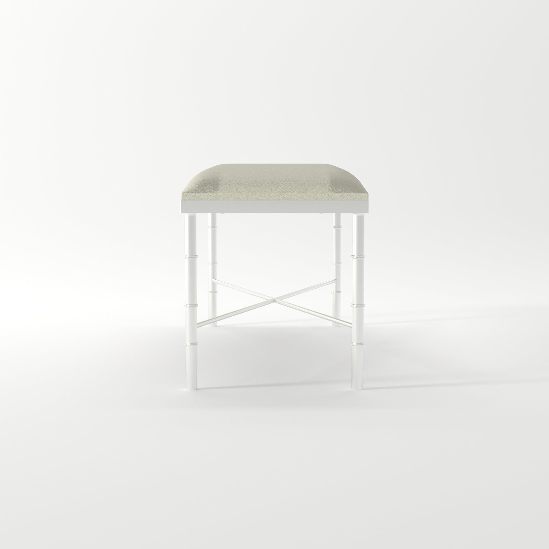 Bamboo White Velvet Cowhide Ottoman - ipse ipsa ipsum