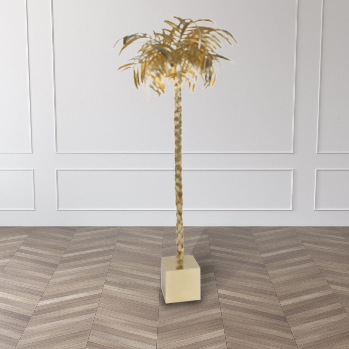 Gold palm tree floor hot sale lamp