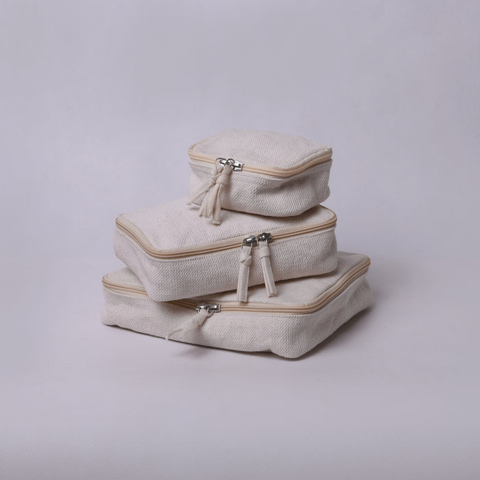 Woven Cotton Box Pouches Set of 3 - ipse ipsa ipsum