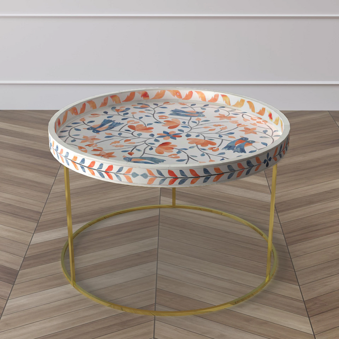 Armenian Bone Inlay Round Coffee Table - ipse ipsa ipsum