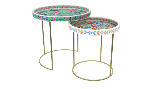 Armenian Street Bone Inlay Nesting Tables - ipse ipsa ipsum